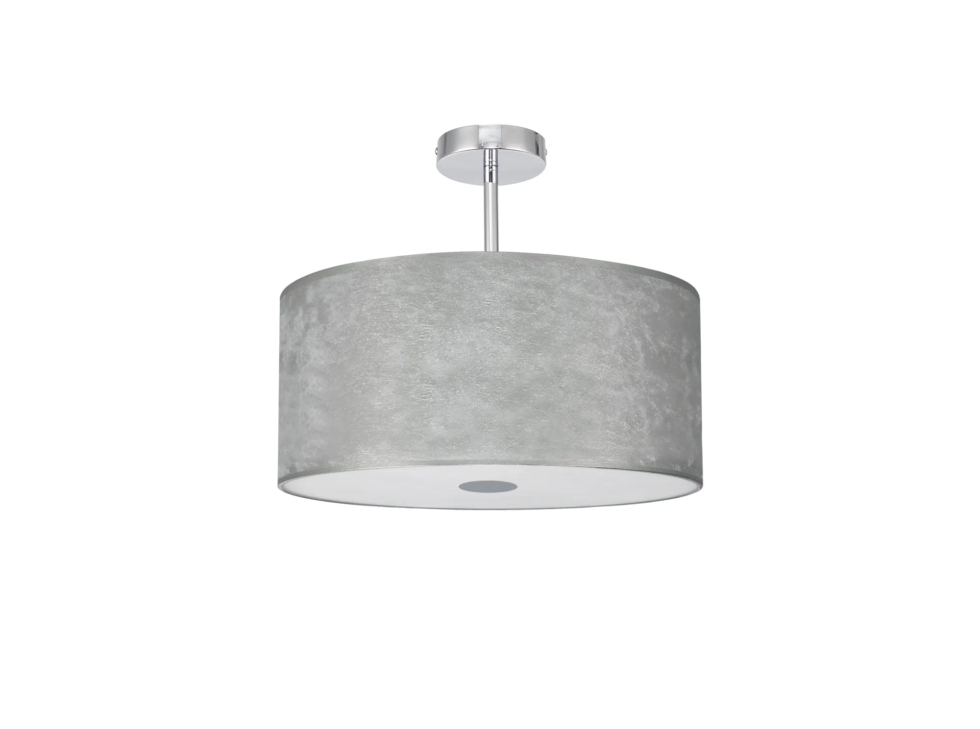Baymont 40cm Semi Flush 1 Light Polished Chrome, Silver Leaf, Frosted Diffuser DK0785  Deco Baymont CH SL